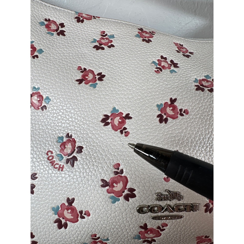 Coach Chelsea Crossbody Bag White Pebble Leather Rose Floral Print - Picture 2 of 8